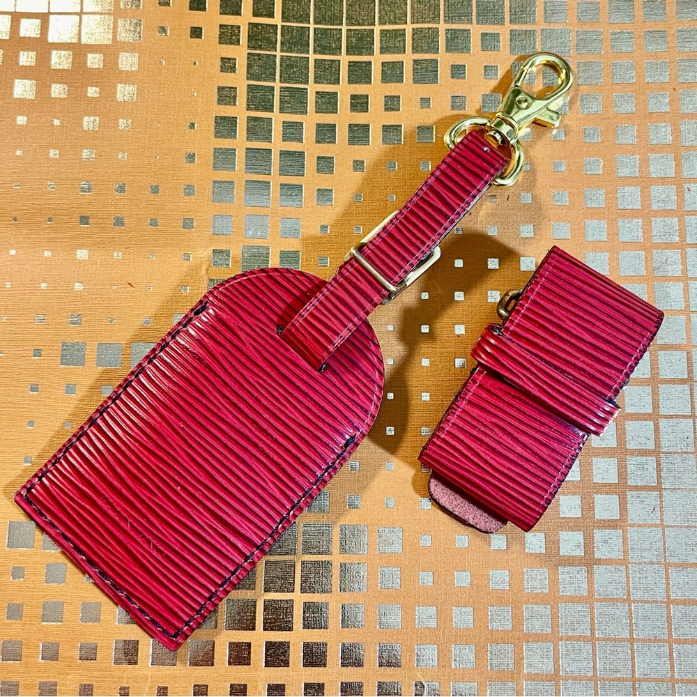 Louis Vuitton Rare Epi Red Luggage Tag & Poignet Set, Free non-LV clasp - Picture 8 of 16